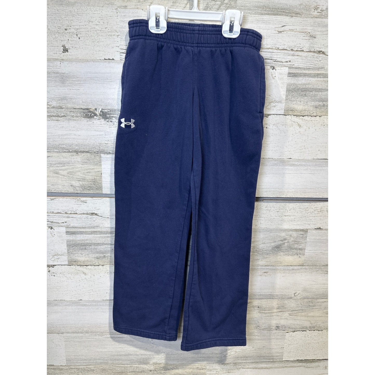 Under Armour Fleece Sweatpants Kids Size Youth Small Navy Blue Logo Joggers GUC0