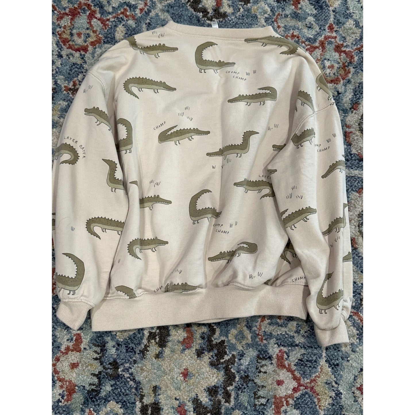Rylee and Cru Alligator Sweatshirt Kids 6/7 Sand Later Gater Pullover EUC3