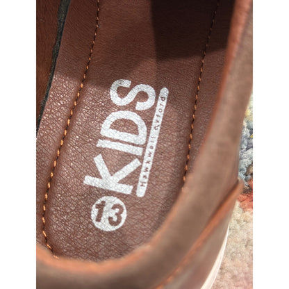 Hawkwell Oxford Sneaker Boys Size 13 Brown Faux Leather Casual Preppy EUC7