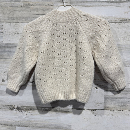 Rylee + Cru Pointelle Knit Cardigan Girls 2-3Y Ivory Wool Blend Boho EUC5