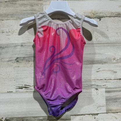 Sparkle Gymnastics Dance Leotard Girls 5t (110) Pink Purple Spandex Flawed*0