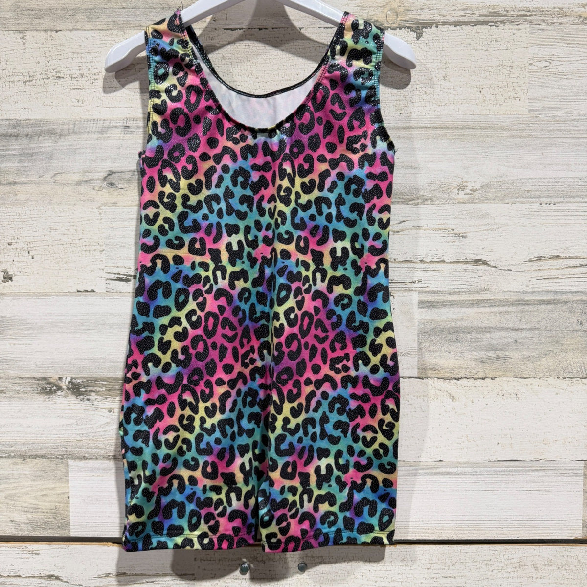 Biketard Girls 10/12 (150) Leopard Sparkle Gymnastics Unitard Dancewear EUC3