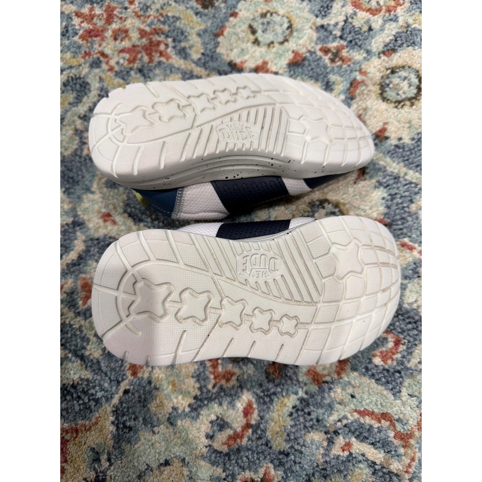 Hey Dude Sirocco Sneakers Boys C13 White Navy Orange Sporty EUC6