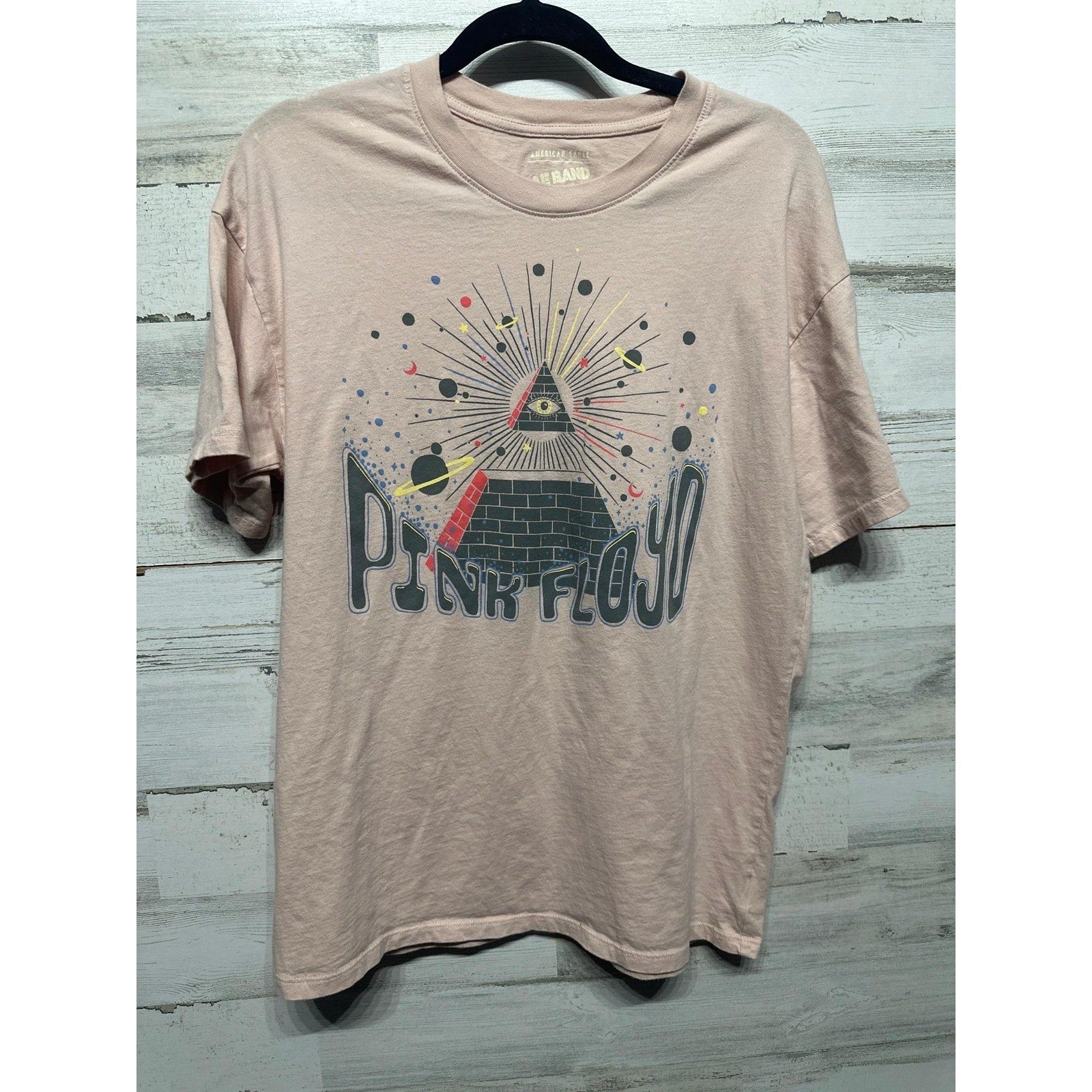 American Eagle Pink Floyd Graphic Tee Women XS Tan Pyramid Rock Band EUC0