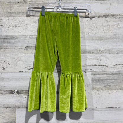 Velvet Bell Bottom Pants Girls 4T Green Cotton Spandex Retro EUC1