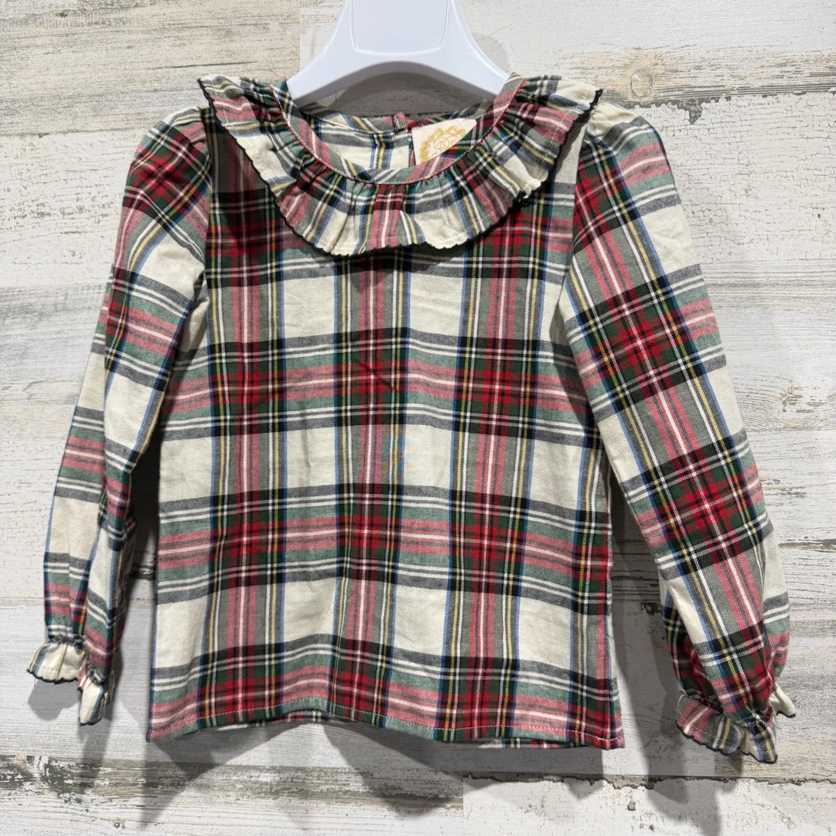 The Beaufort Bonnet Company Ruffle Top Girls 3T Plaid Cotton Classic EUC0