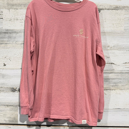 Simply Southern Graphic Tee Girls L Pink Kick The Dust Up Western Preppy EUC1