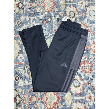 Adidas Joggers Boys 11/12 Black Grey Striped Mesh Athletic Track Pants NWT0