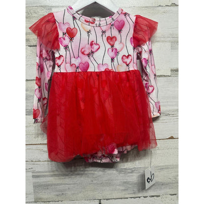 Birdie Bean Amara Tulle Twirl Dress Girls 12-18M Red Heart Bamboo Boutique NWT0