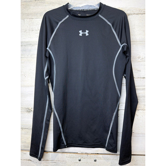 Under Armour Compression Shirt Mens Small Black HeatGear Athletic EUC0