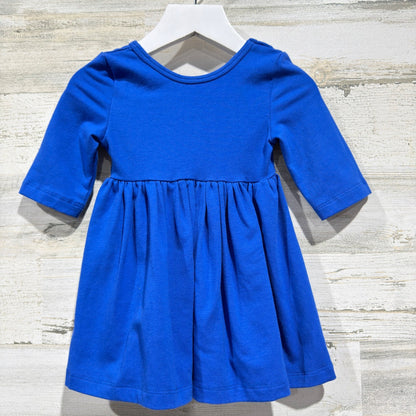 Mila and Rose Twirl Dress Girls 6-12M Blue Long Sleeve Solid Basic EUC0