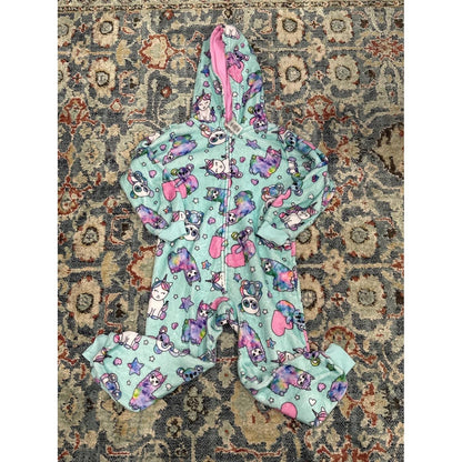 PJ Place Fleece Hooded One Piece Girls 5/6 Pink Blue Tie Dye Animals EUC Bundle6