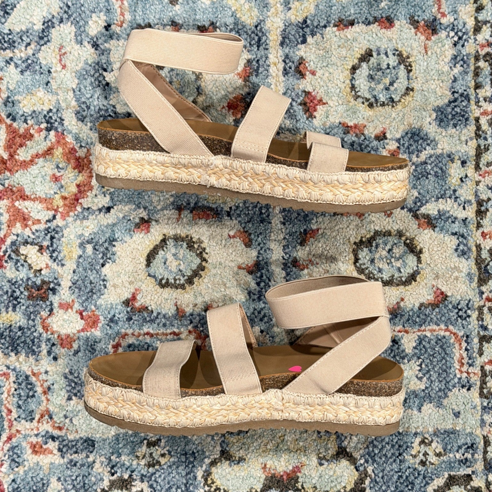 Steve Madden Bandi Sandals Girls 3 Tan Elastic Espadrille Platform1