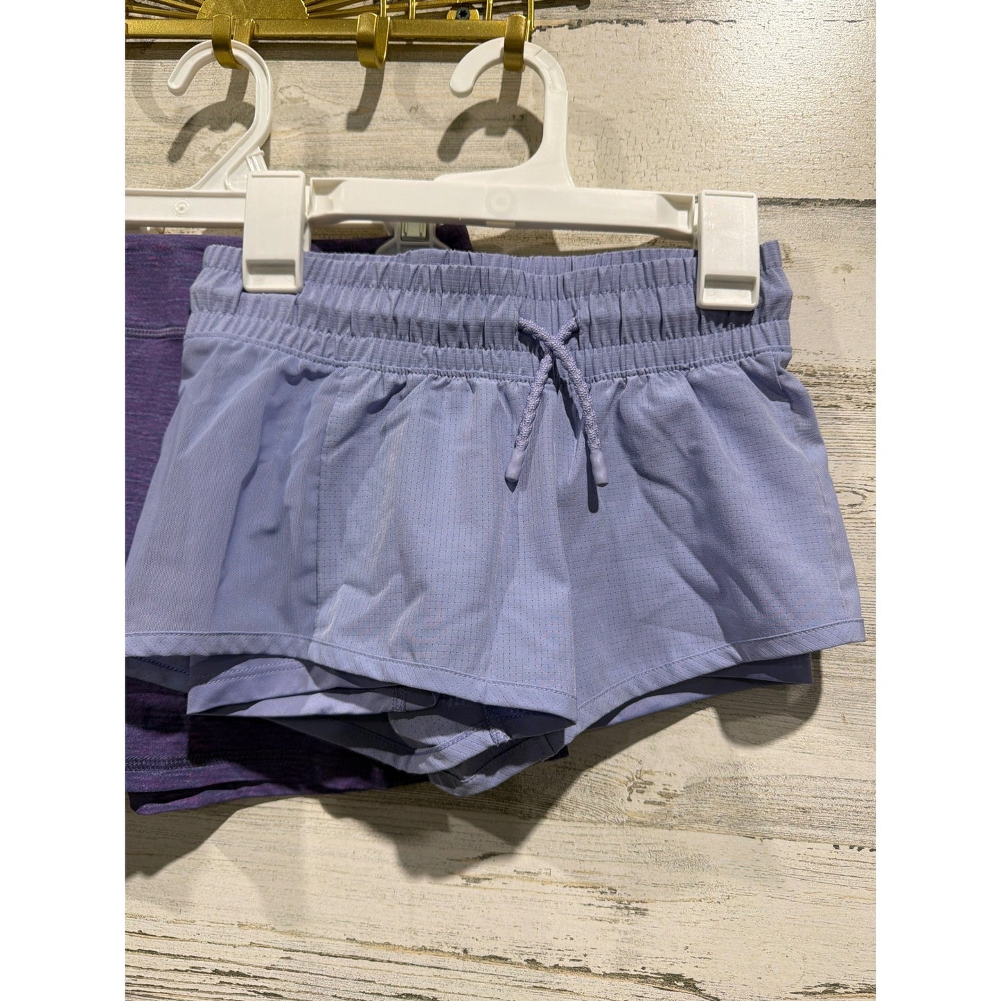 All In Motion Skorts Shorts Girls Small 6/7 Purple Blue Plaid Activewear EUC1
