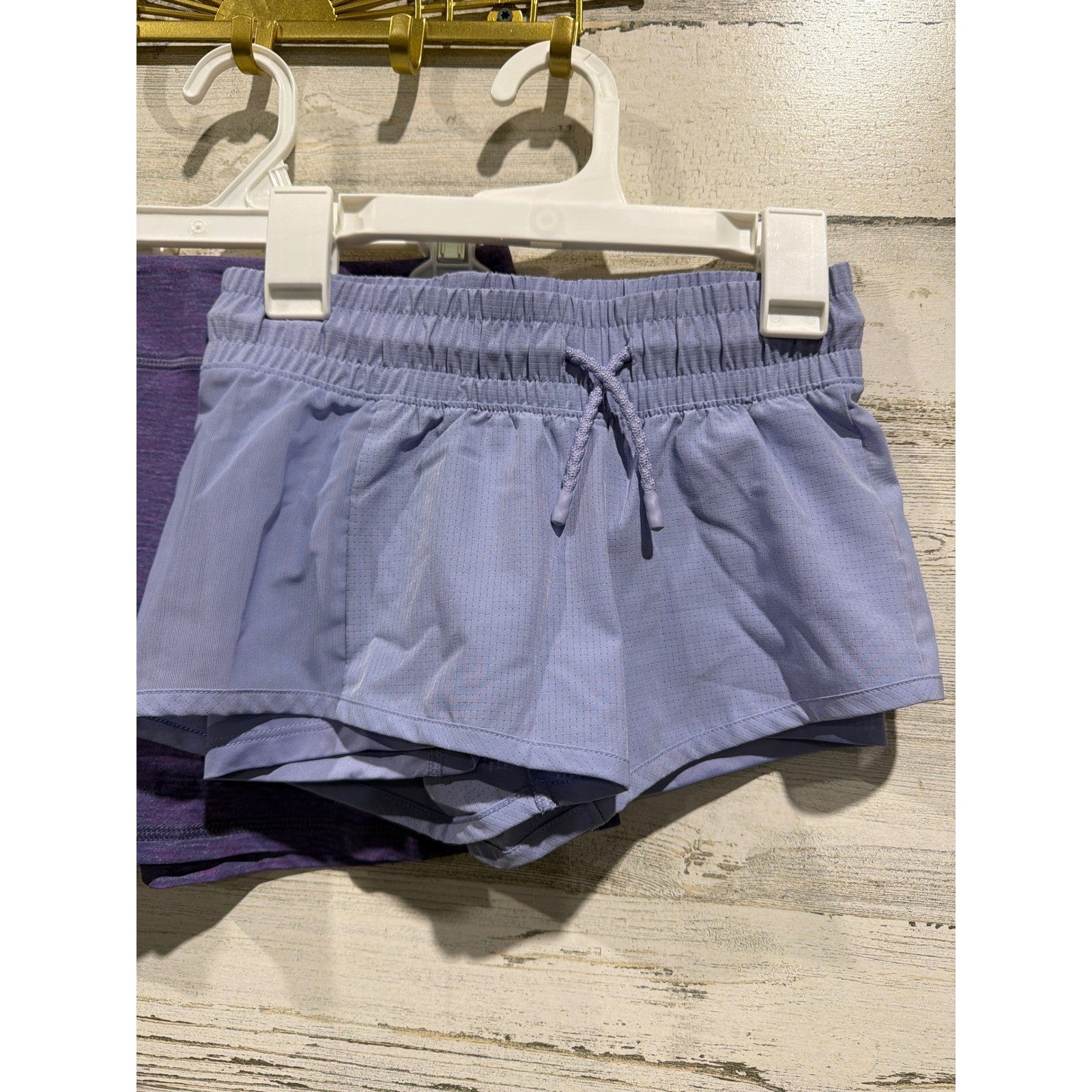 All In Motion Skorts Shorts Girls Small 6/7 Purple Blue Plaid Activewear EUC1