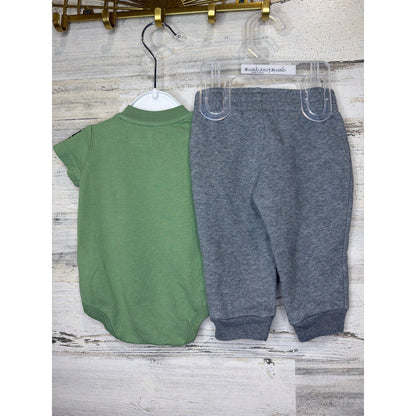 Carhartt Bodysuit Pant Set Boys 3M Green Gray Tractor Workwear Gorpcore EUC3