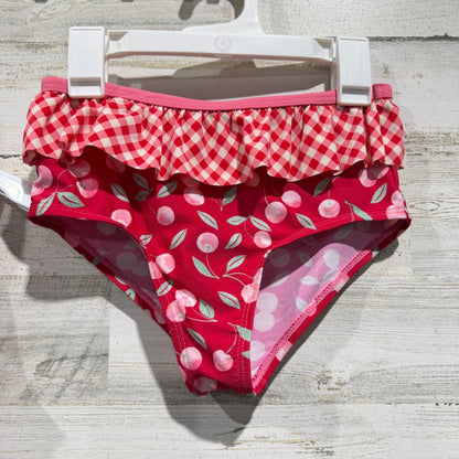 Matilda Jane Tankini Swimsuit Girls 10 Red Cherry Gingham Ruffle Retro EUC2