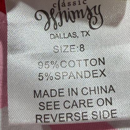 Classic Whimsy Shirt Girls 8 Pink Polka Dot Santa Applique Holiday EUC3