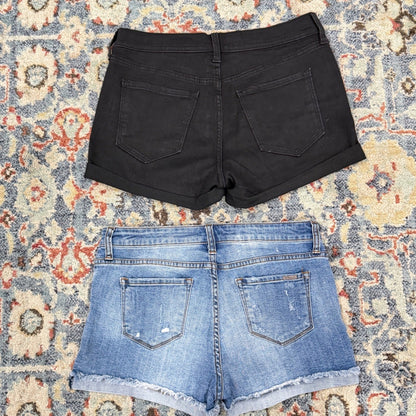 Old Navy STS Blue Denim Shorts Women 8 29 Black Blue Distressed Casual EUC1