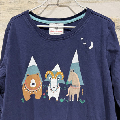 Hanna Andersson Graphic Tee Kids 10 / 140 Navy Mountain Animal Folk EUC1