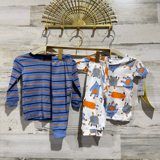 Carter's Monster Stripe Pajama Set 4pc Baby Boys 6M Blue Cotton Contemporary0