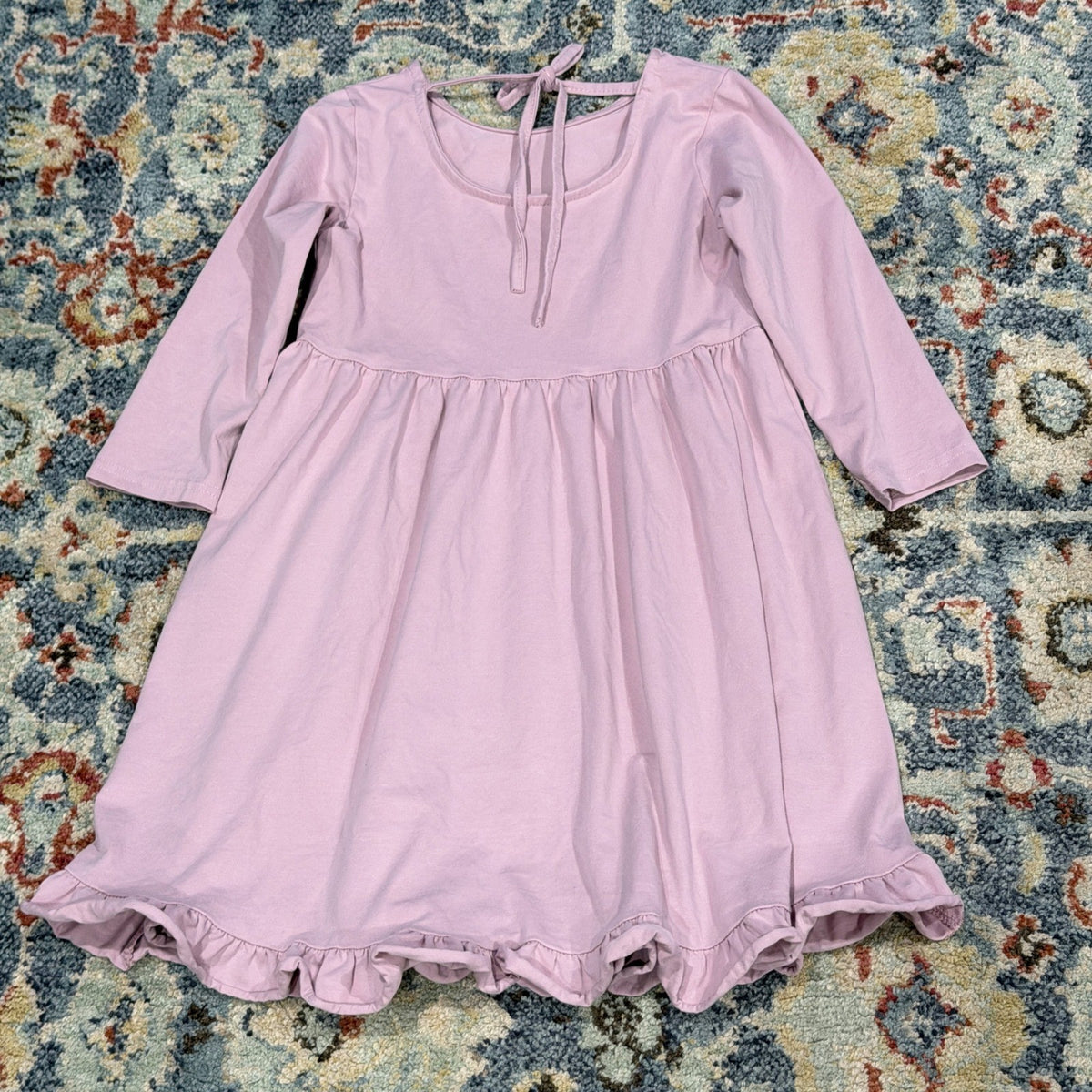 Abby & Evie Ruffle Hem Dress Girls 8 Pink Long Sleeve Balletcore EUC3