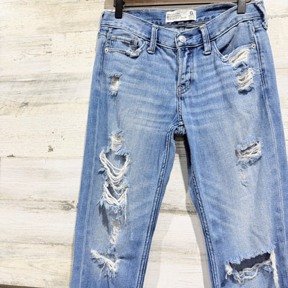 Abercrombie & Fitch Boyfriend Straight Jean Women 0R Blue Denim Distressed3