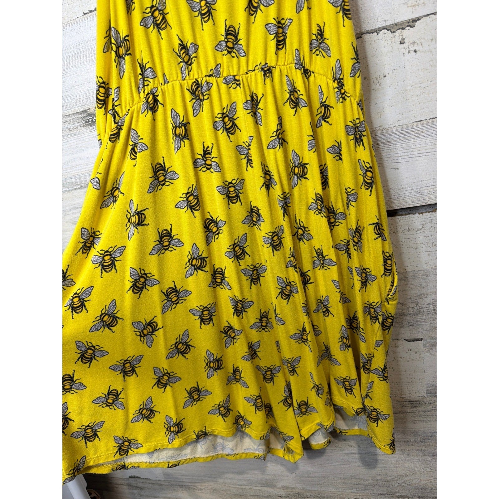 MeUndies Romper Women 3X Yellow Bee Print Modal Blend Pockets Loungewear EUC2