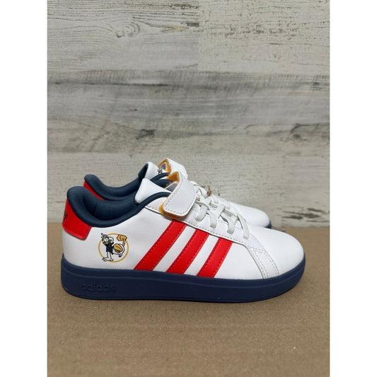 Adidas Grand Court Mickey Shoes Boys 1 White Red Disney NEW0