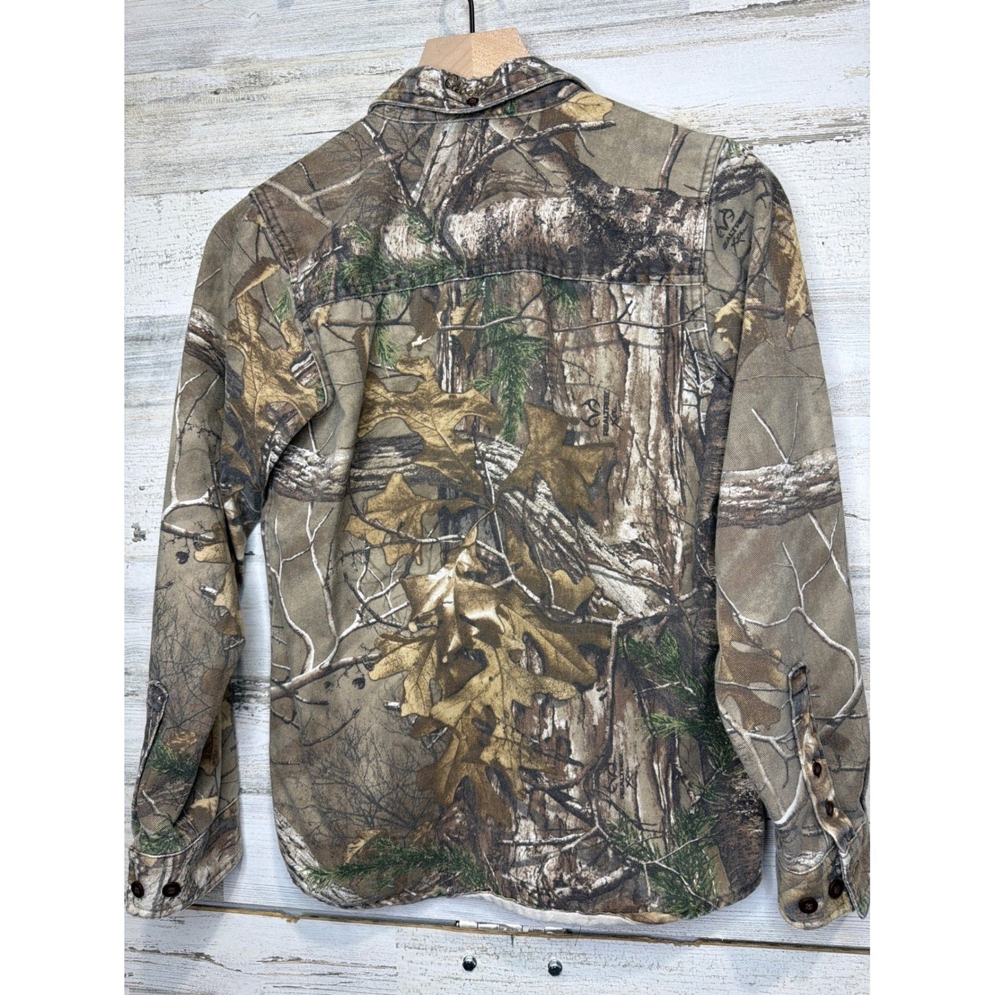 Cabela's Button Down Shirt Boys 12 Realtree Camo Hunting Gorpcore EUC3