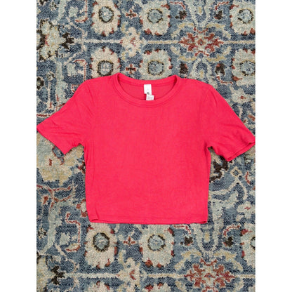 Lululemon Ribbed Crop Top Women Size 4 Pink Short Sleeve Athleisure GUC0