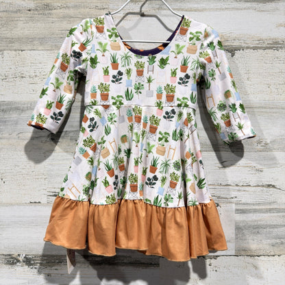 Evie's Closet Reversible Dress Girls 12M Purple Leaf Plant Boho Fall NWT6