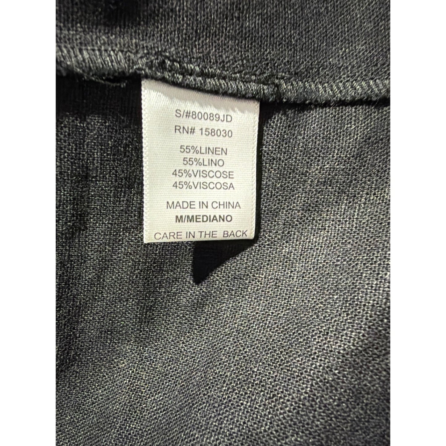 Love Tree Blazer Women Medium Black Linen Blend Single Button EUC3