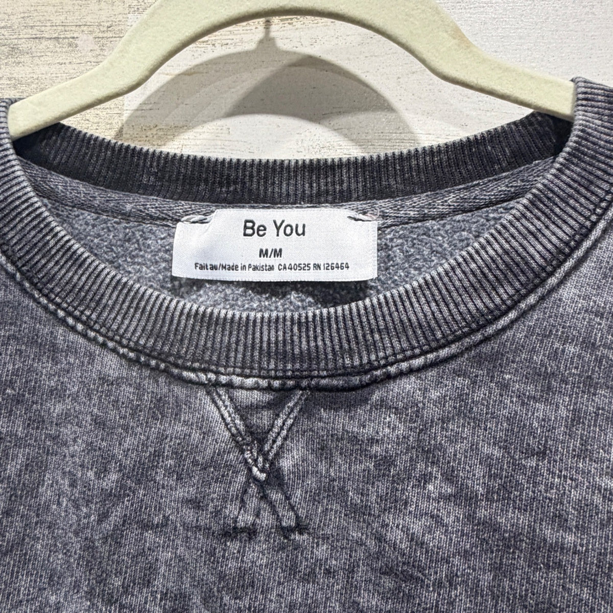 Be You Acid Wash Sweatshirt Women M Grey Cotton Blend Grunge Streetwear EUC1