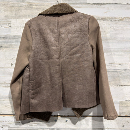 Miley and Molly Jacket Women M Brown Faux Suede Shearling Moto Cabincore EUC3