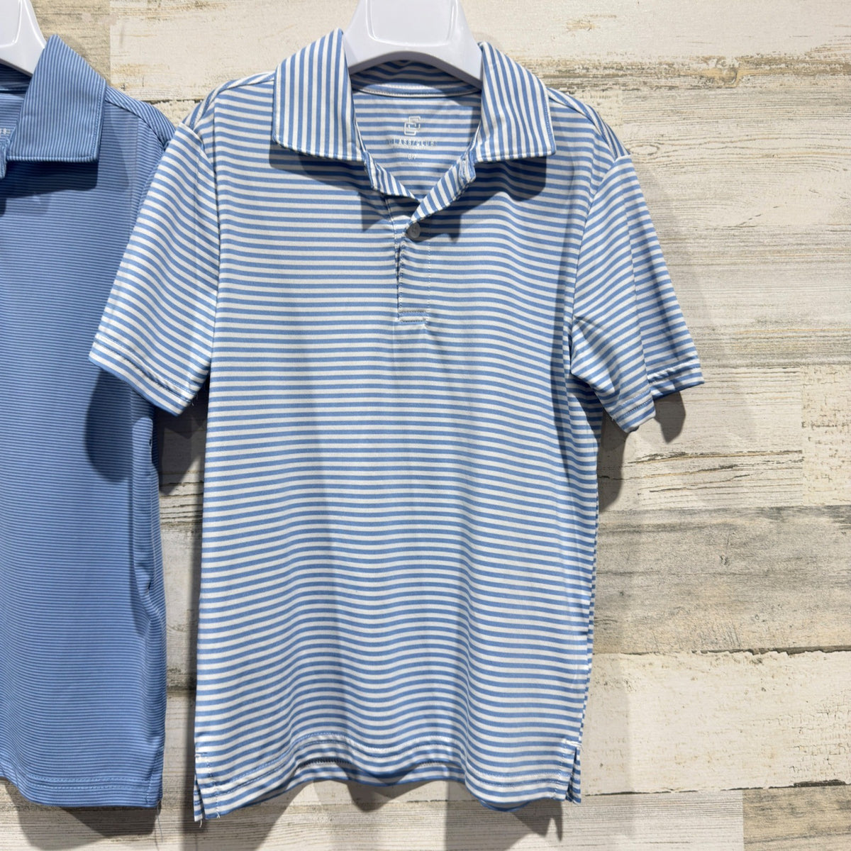 Class Club Polo Shirt Bundle Boys 6/7 Blue Stripe Performance Preppy EUC3
