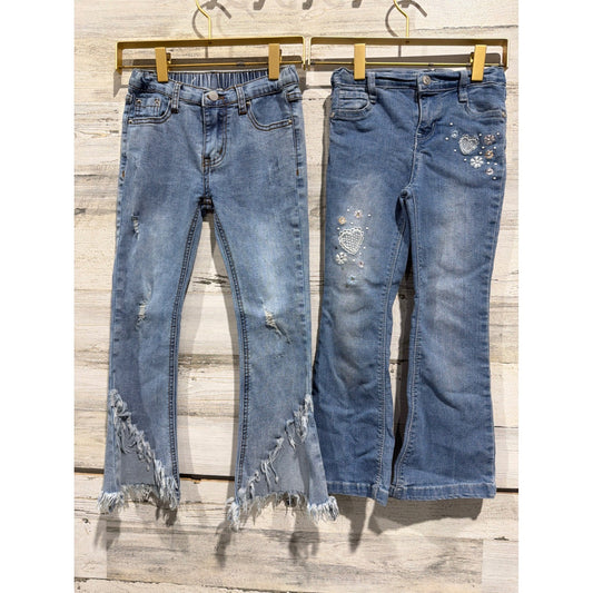 Hayden Wallflower Jeans Girls 6 Blue Distressed Embroidered Flare Bundle0