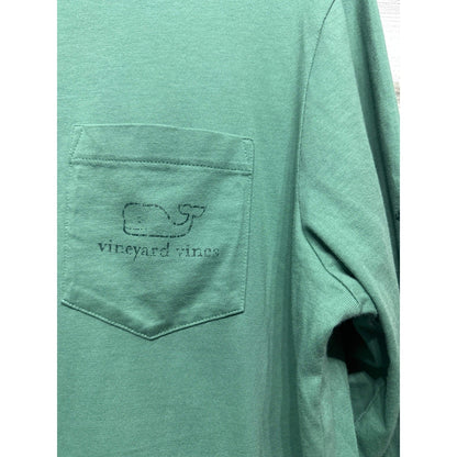 Vineyard Vines Long Sleeve T-Shirt Men Medium Green Pocket Graphic EUC1