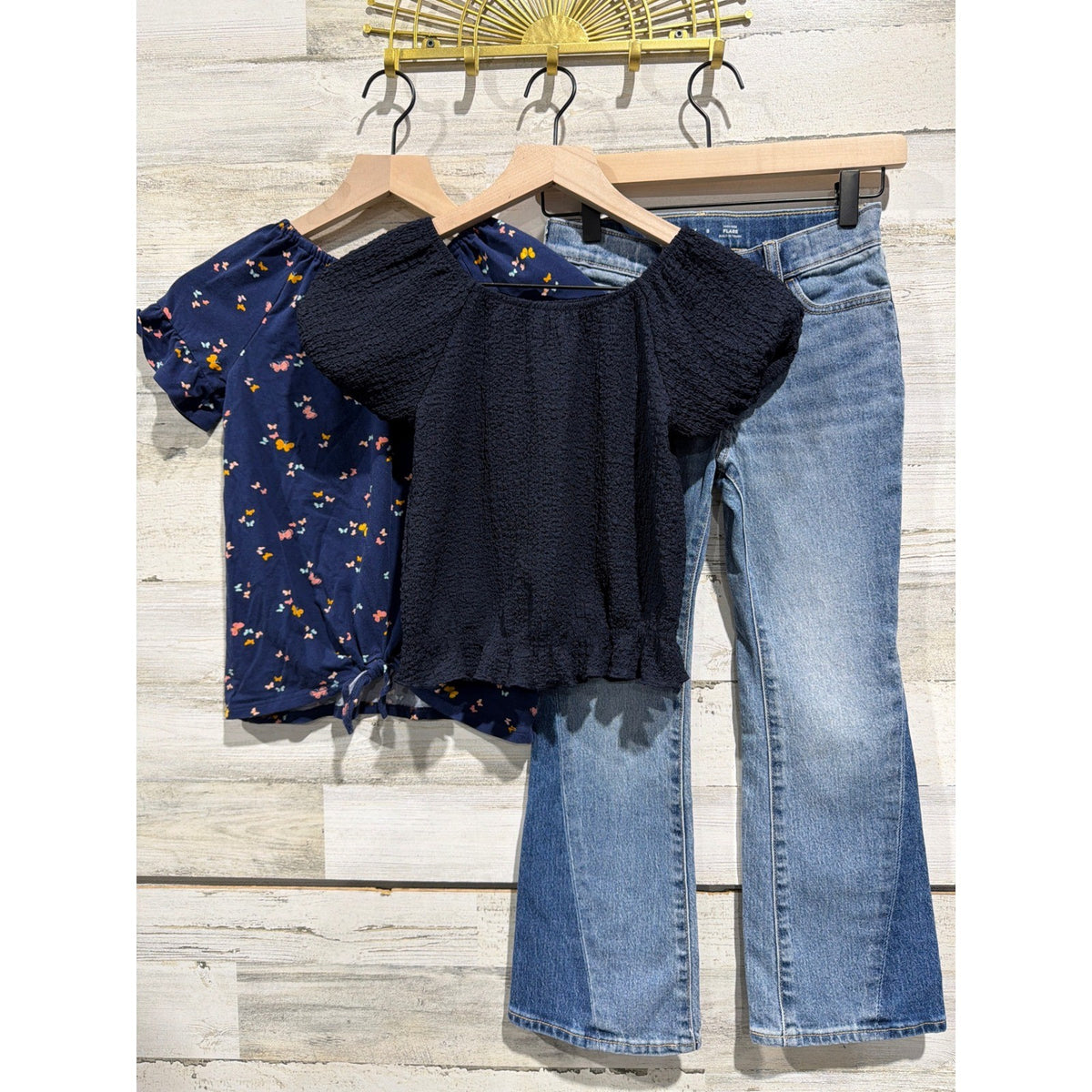 Carter's H&M Old Navy Tops Jeans Bundle Girls 8 Flare Boho EUC0