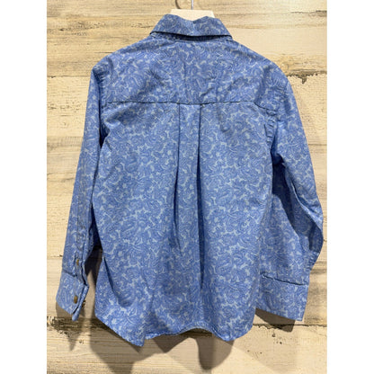 Wrangler Button Down Shirt Boys XS Blue Paisley Western Cowboy EUC2
