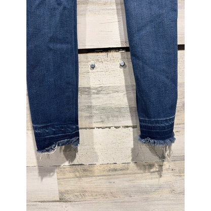 DL1961 Chloe Skinny Jeans Girls 12 Blue Distressed Raw Hem Denim EUC4