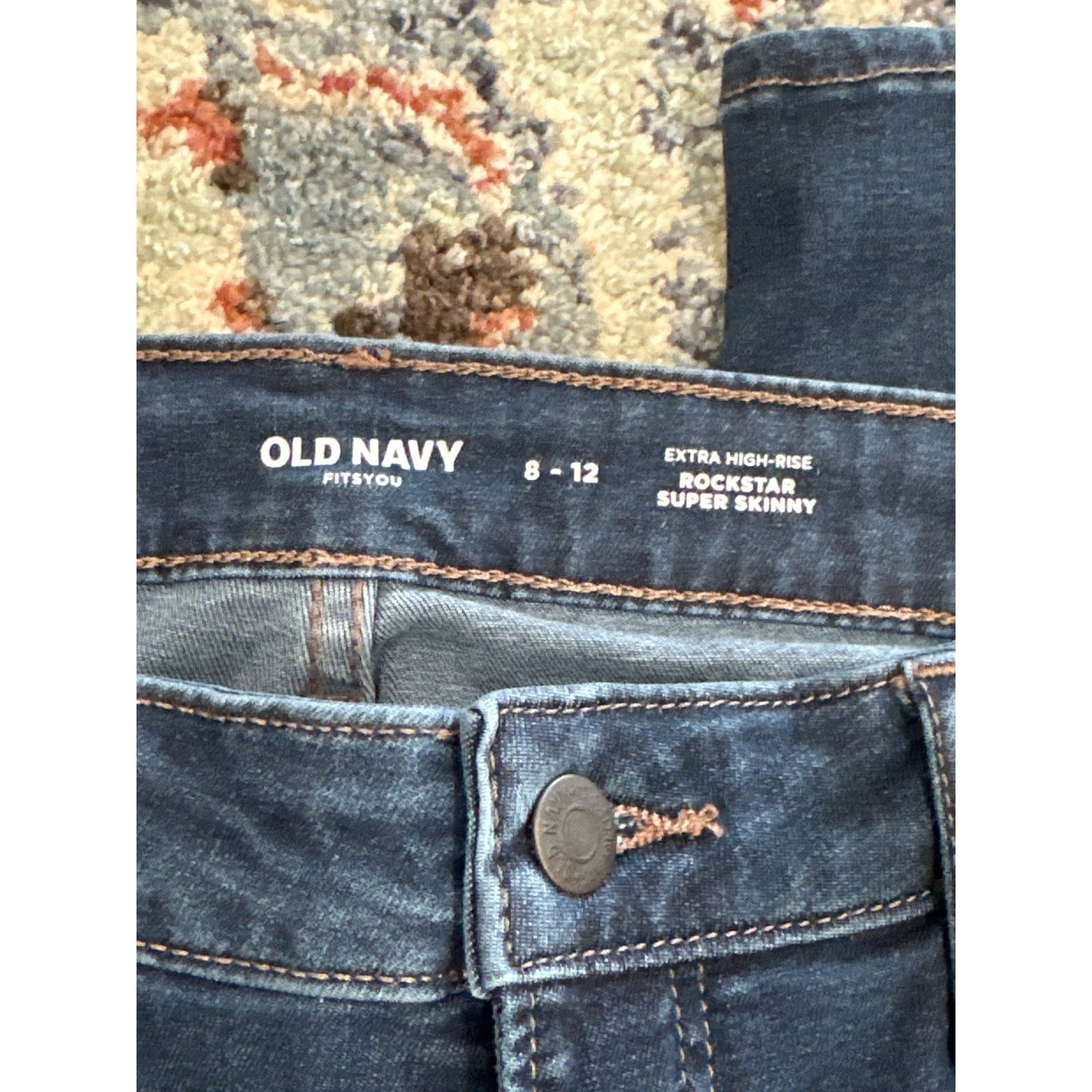 Old Navy Rockstar Super Skinny Jeans Women 8-12 Dark Blue High Rise Fits You2