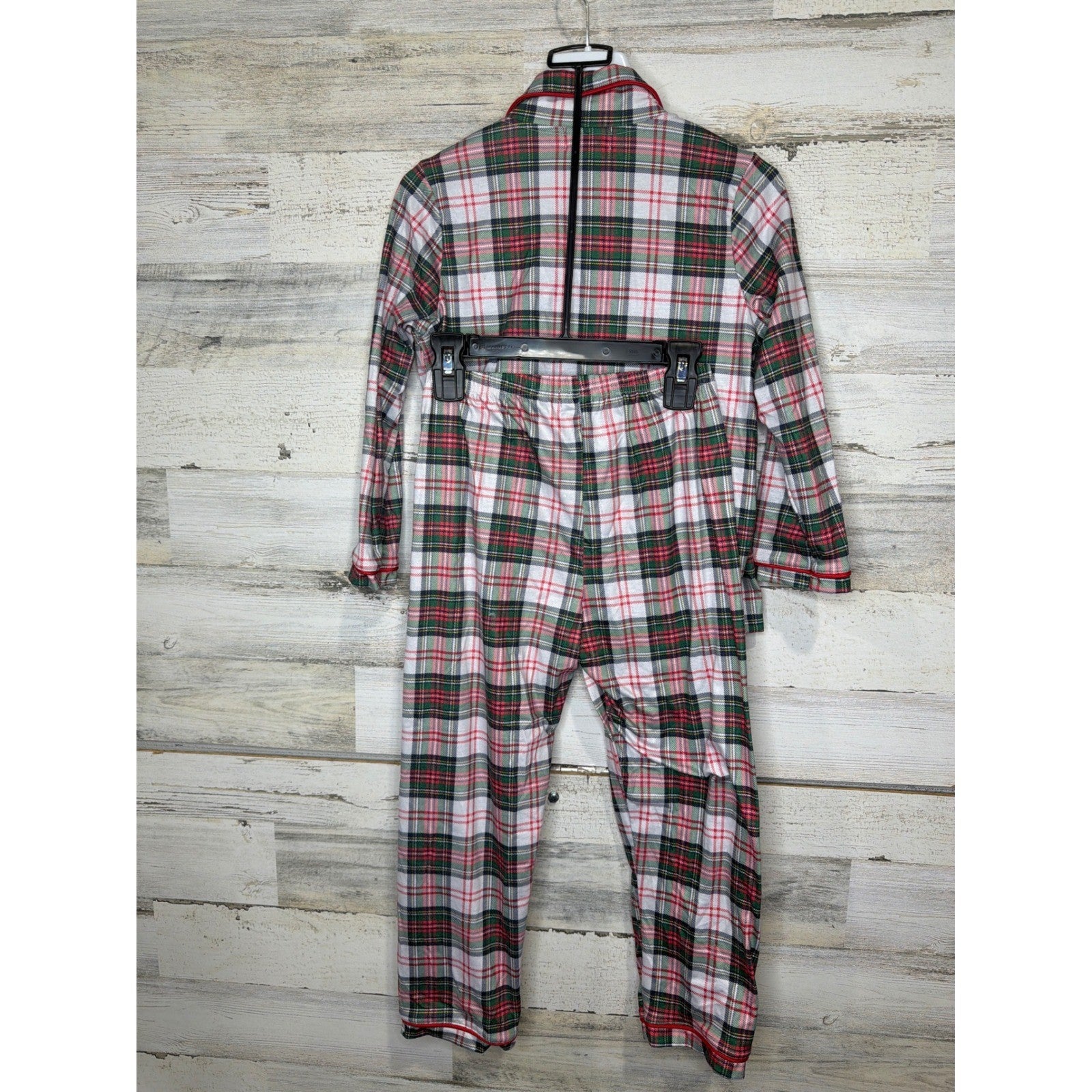Rylee Faith Designs Pajama Set Kids 7 Red Plaid Santa Holiday4