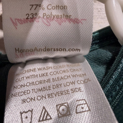 Hanna Andersson Velour Ruffle Dress Girls 6-12M Green Cotton Blend Holiday EUC2