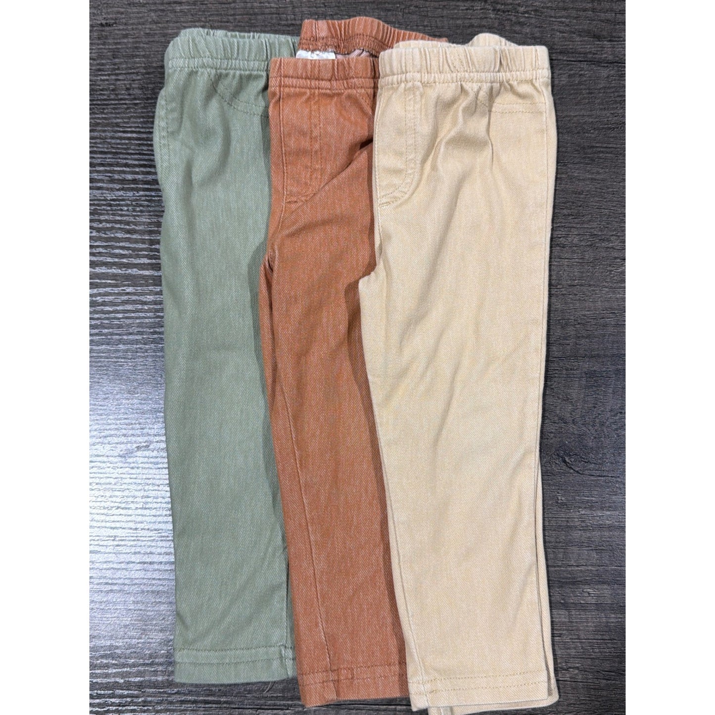 The Peanut Shell Pants Kids 12M Green Orange Tan 3 Pack Earthy0