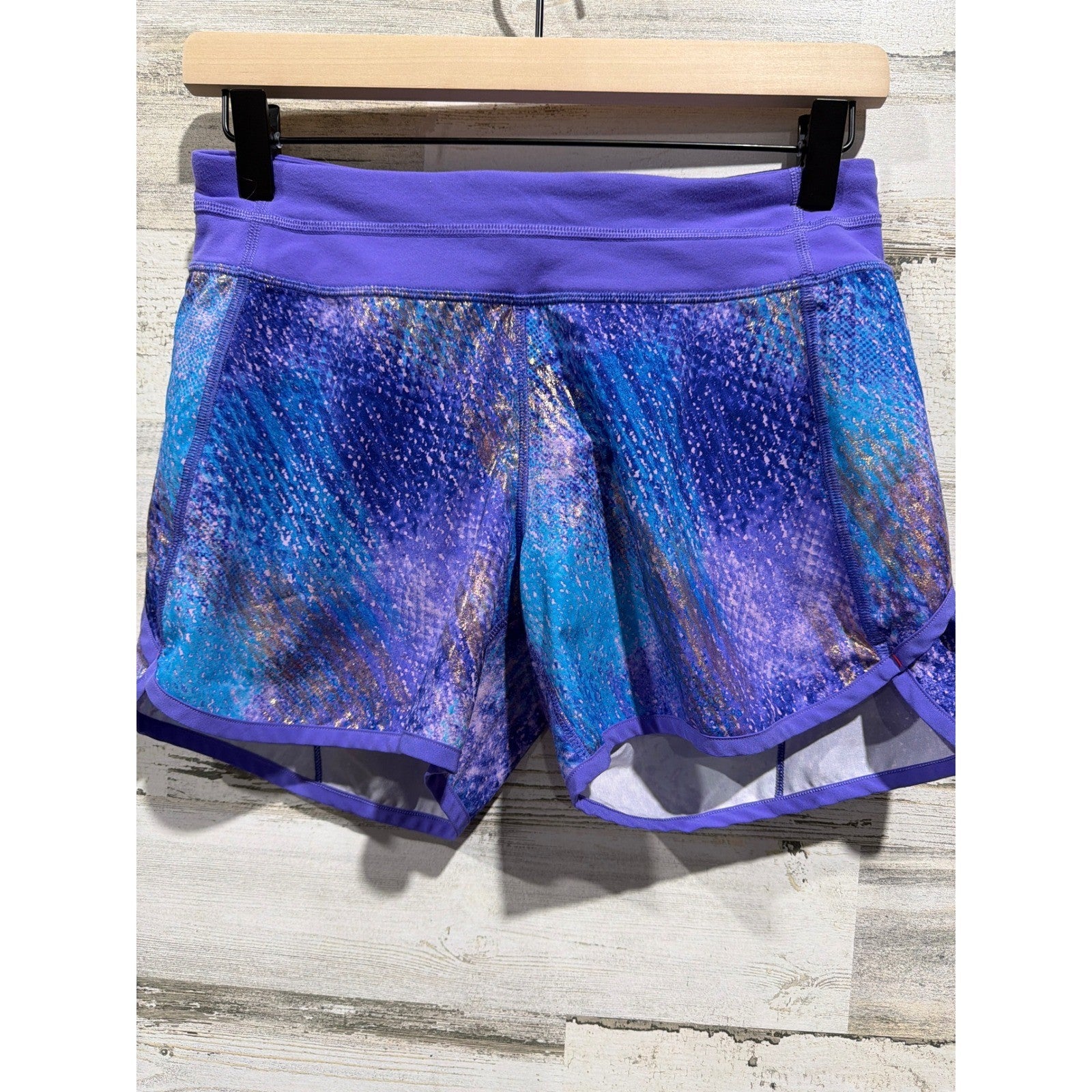 Ivivva Athletic Shorts Girls 14 Purple Blue Galaxy Print Activewear EUC0