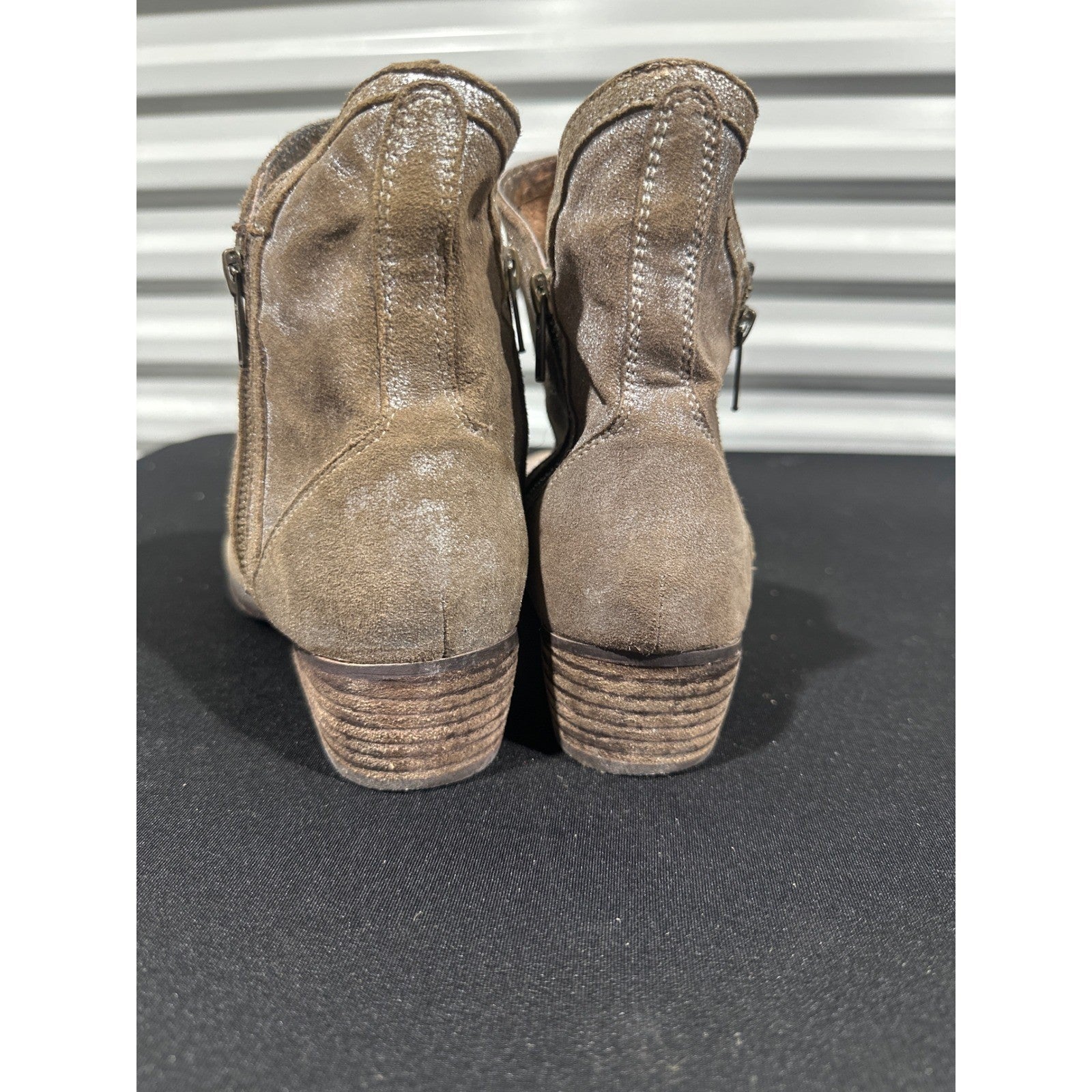 Bed Stu Gaze Ankle Boots Womens 8.5 Tan Silver Metallic Leather Side Zip3