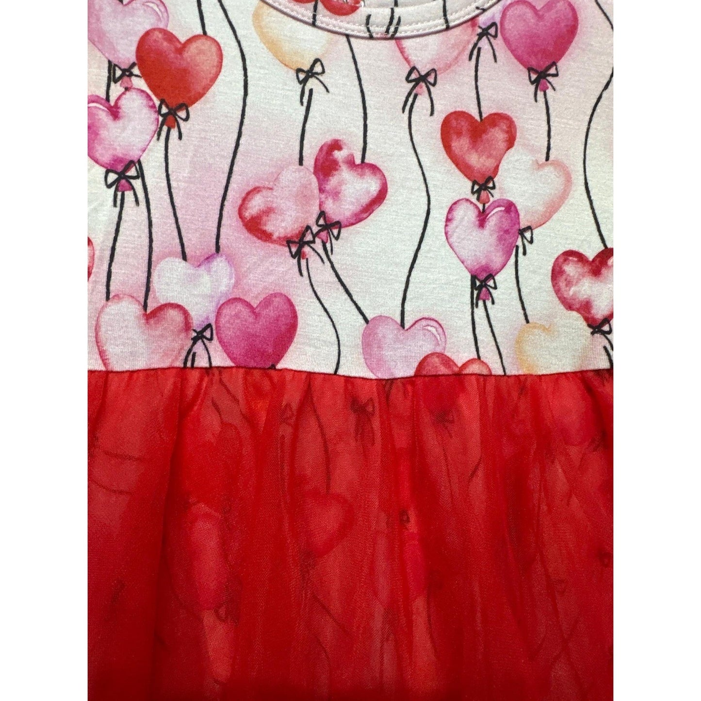 Birdie Bean Amara Tulle Twirl Dress Girls 12-18M Red Heart Bamboo Boutique NWT1
