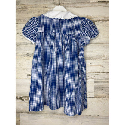 The Beaufort Bonnet Company Dress Girls 3T Blue Gingham Peter Pan Collar EUC1