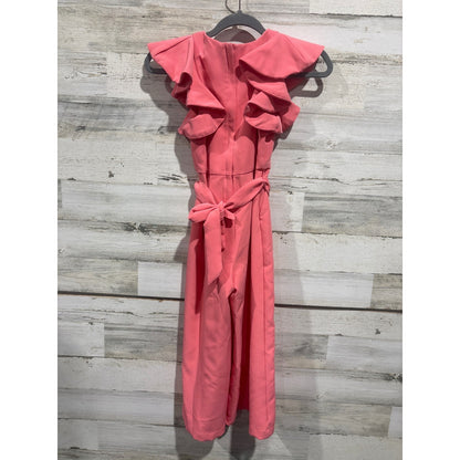 GB Girls Romper Jumpsuit Kids Size 8 Pink Ruffle Sleeve Special Occasion Preppy2